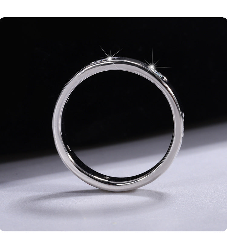 Manufacturer's Cross-Border Hot Sale925Silver Moissanite Simple7Diamond Women's Ring White Gold Diamond Simulated Diamond Ring Couple Ring