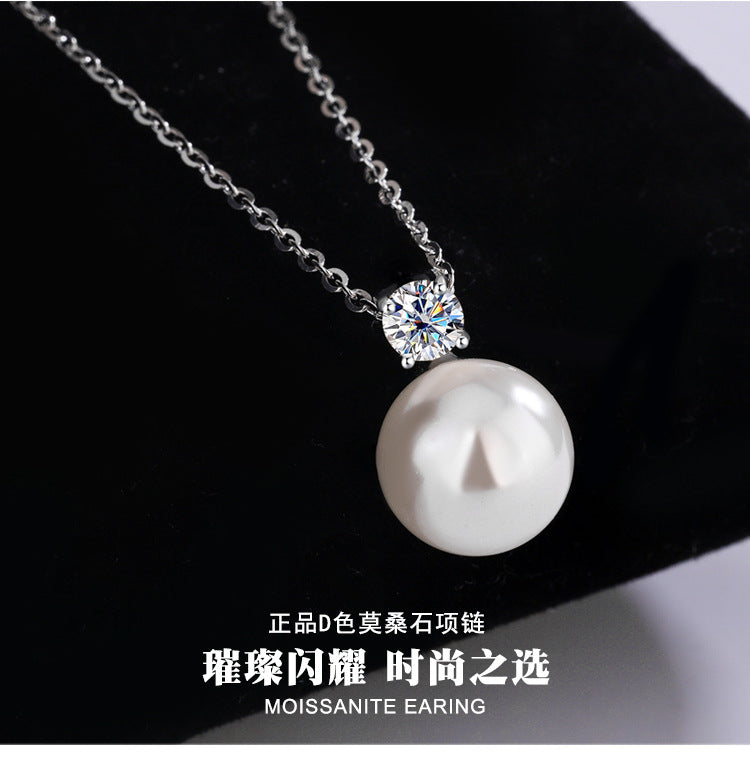 Exclusive for cross-border S925Pure Silver Classic Light Luxury Pearl Necklace Internet Celebrity Sweater Collarbone Chain Valentine's Day Qixi Festival Gift