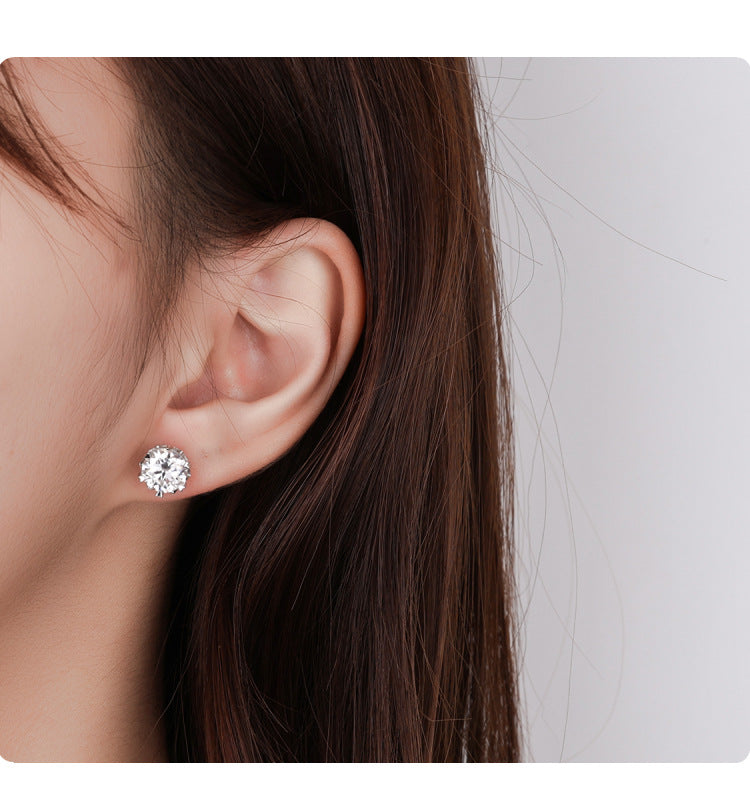 Cross-border hot selling S925Silver Genuine Moissanite Snowflake Earrings Elegant Simple Moissanite Ear Jewelry Factory Wholesale