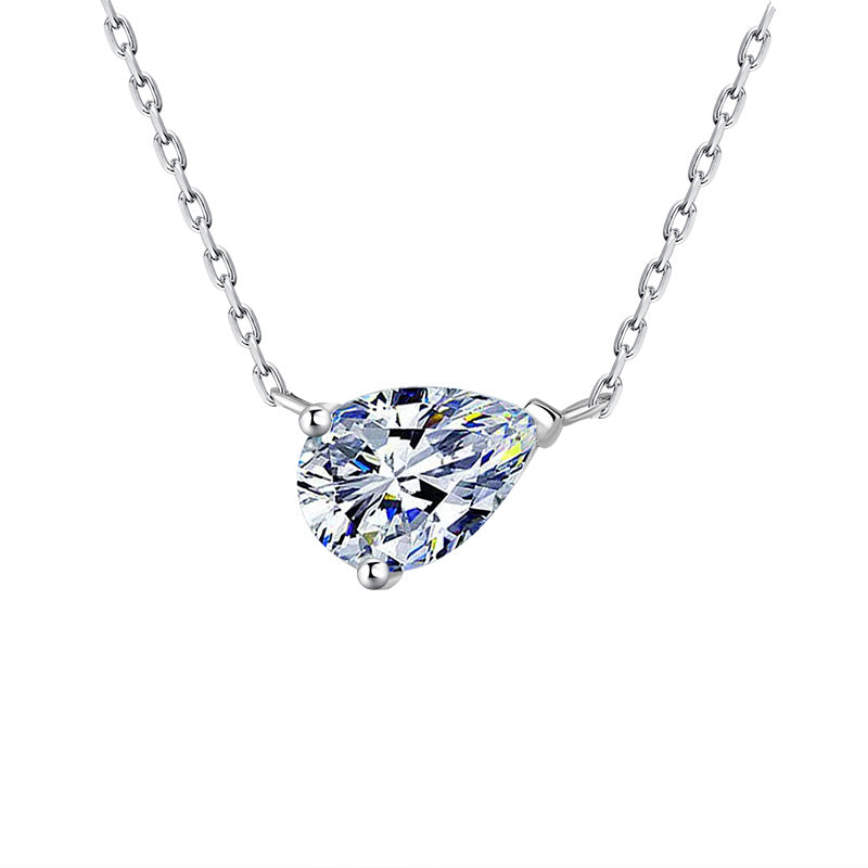 S925Sterling Silver Moissanite Water Drop Necklace Simple High-end Versatile Pear-shaped Pendant Women's Collarbone Chain Factory Wholesale