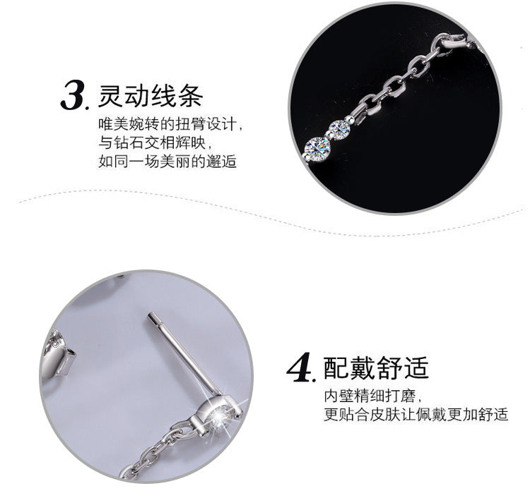 Cross-Border Wholesale S925Sterling Silver Moissanite Tassel Earrings Long Fashion High-end Moissanite Earrings Factory Wholesale