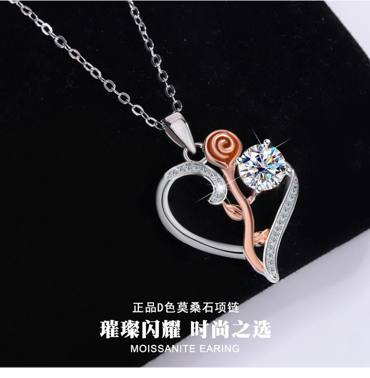 Exclusive for cross-border S925Sterling Silver Only Love You Necklace for Women Moissanite Diamond Pendant Qixi Valentine's Day Collarbone Chain