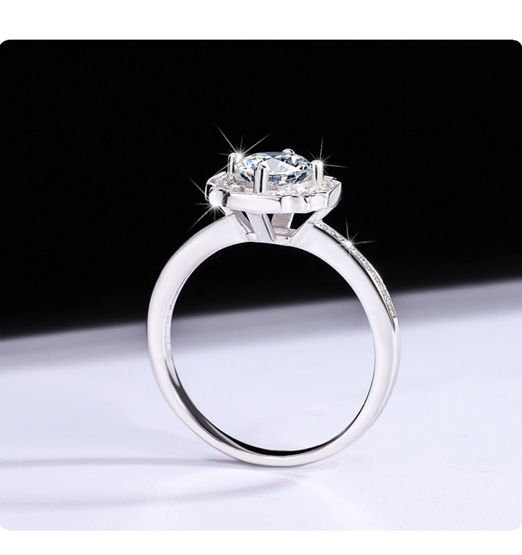 S925Sterling Silver Ring D Moissanite Moissanite Diamond Women's Imitation Sea Rui Wen Style1Carat Ring