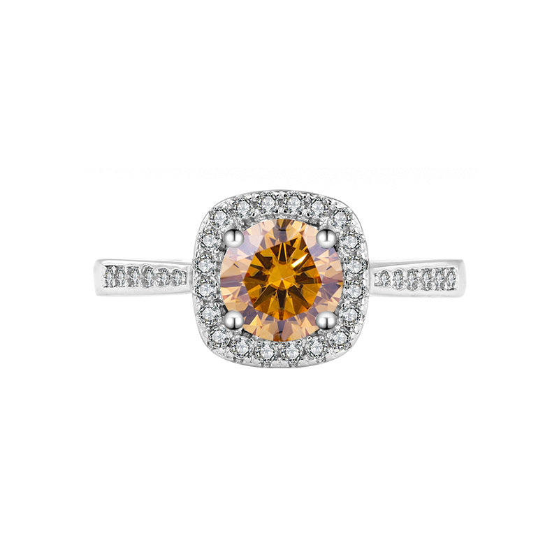 S925Sterling Silver Moissanite Ring for Women Princess Cut Square Bag Sterling Silver White Gold Diamond Imitation Proposal Engagement Wedding Diamond Ring