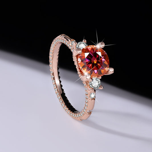 Popular S925Sterling Silver Sparkling Moissanite Diamond Ring Two Carat Birthday Gift Proposal Ring Live Streaming Source Dropshipping