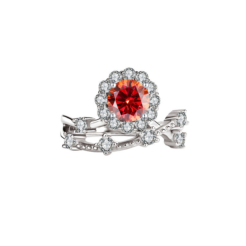 Radiant as a Star1Clamoissanite Ring for Women, Pure Silver, White Gold, Niche Design, Simulated Diamond, Wedding Diamond Ring