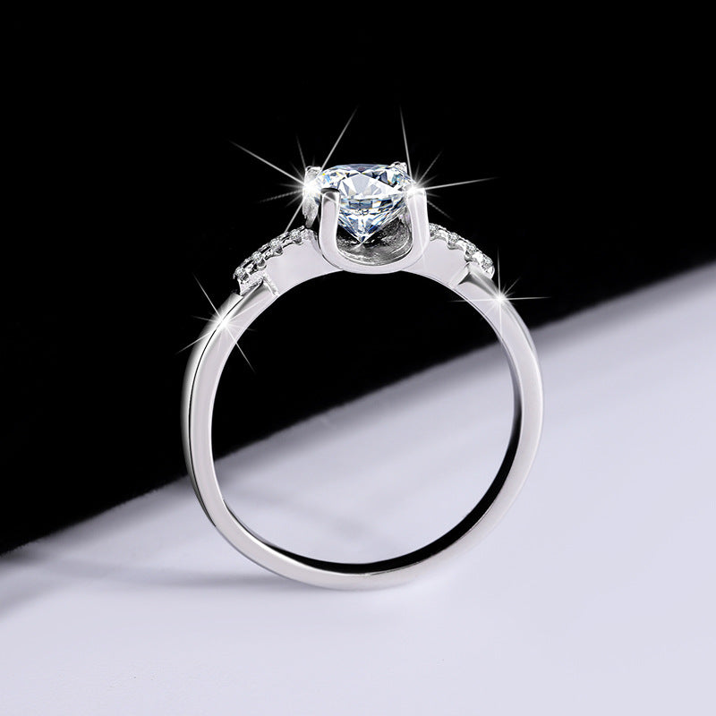 S925Sterling Silver Moissanite Ring Bull Head Small Waist Female Diamond Ring Adjustable Simulation Proposal Engagement Wedding Diamond Ring