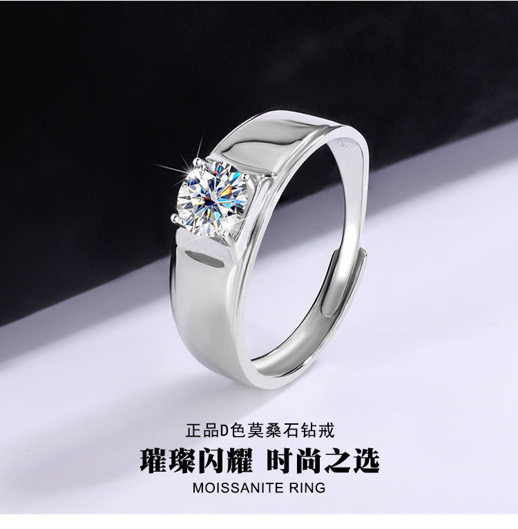 S925Sterling Silver Moissanite Classic Couple Rings Moissanite Jewelry Fashion Proposal Wedding Rings Factory Wholesale