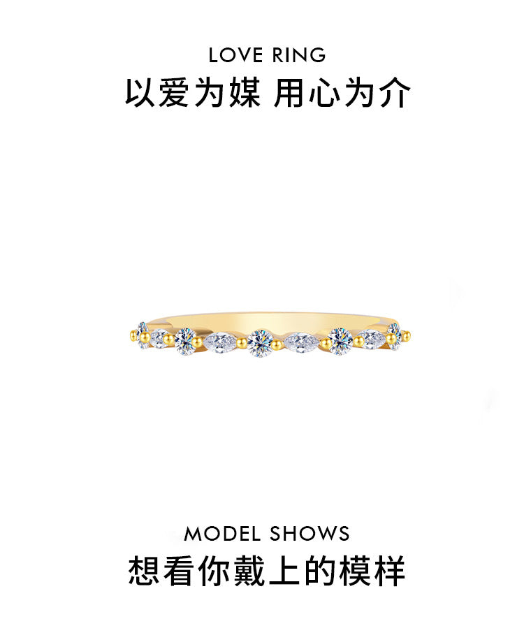 Cross-border hot selling S925Sterling Silver Horse Eye Moissanite Ring Set European and American Popular Stackable Ring Twin Women's Ring Factory Wholesale