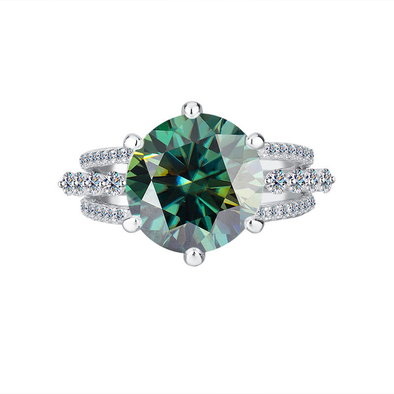 Amazon hot S925Silver Moissanite Three Lives Three Worlds Classic Six-Prong Moissanite Ring Women's Set Ring Wholesale