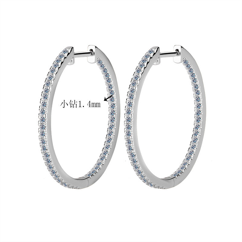 Cross-border European and American Style Large Hoop Earrings S925Sterling Silver Earrings Women's Fashion High-end Moissanite Earrings Factory Wholesale