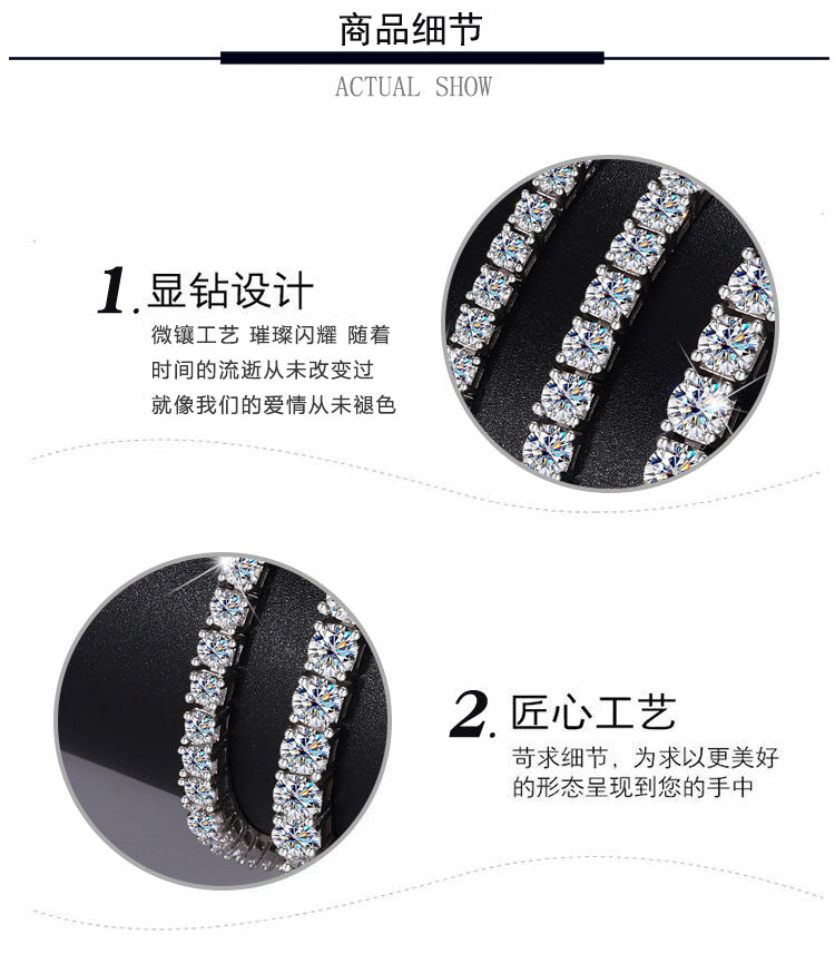 Cross-border hot sale S925Sterling Silver Moissanite Tennis Bracelet New Model Unisex Bracelet Moissanite Factory In Stock Wholesale