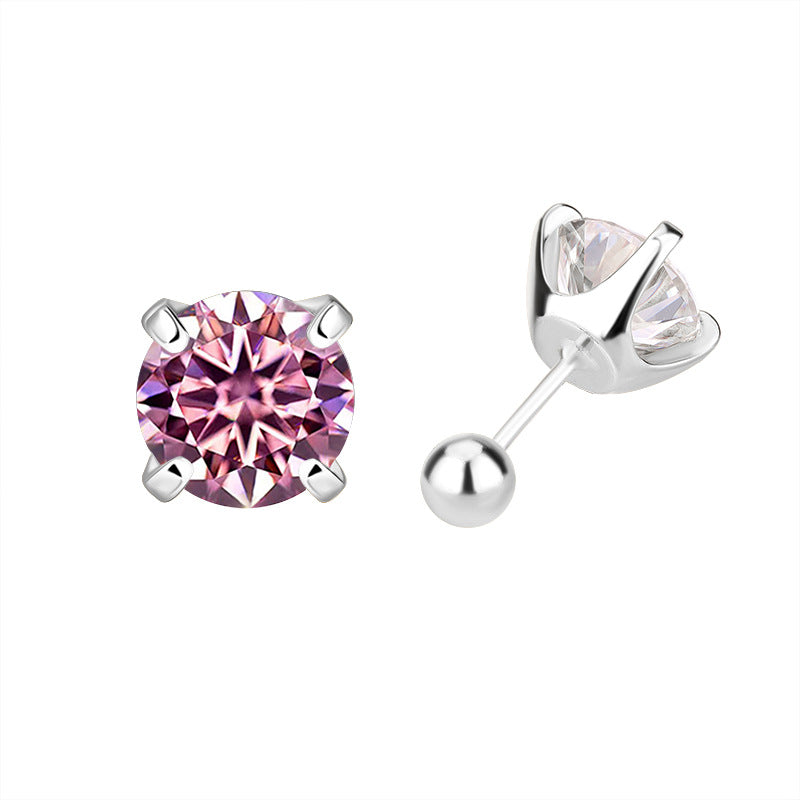 Exclusive for cross-border S925Sterling Silver Moissanite Earrings Four-Prong Screw Moissanite Stud Earrings Fashion Simple Earrings Wholesale