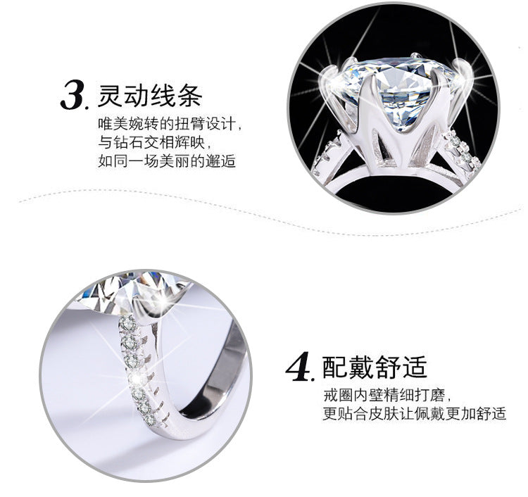 s925Sterling Silver Ring Moissanite Elegant Goddess Classic Six-Prong Carat Moissanite Diamond Women's Oval Wedding Ring