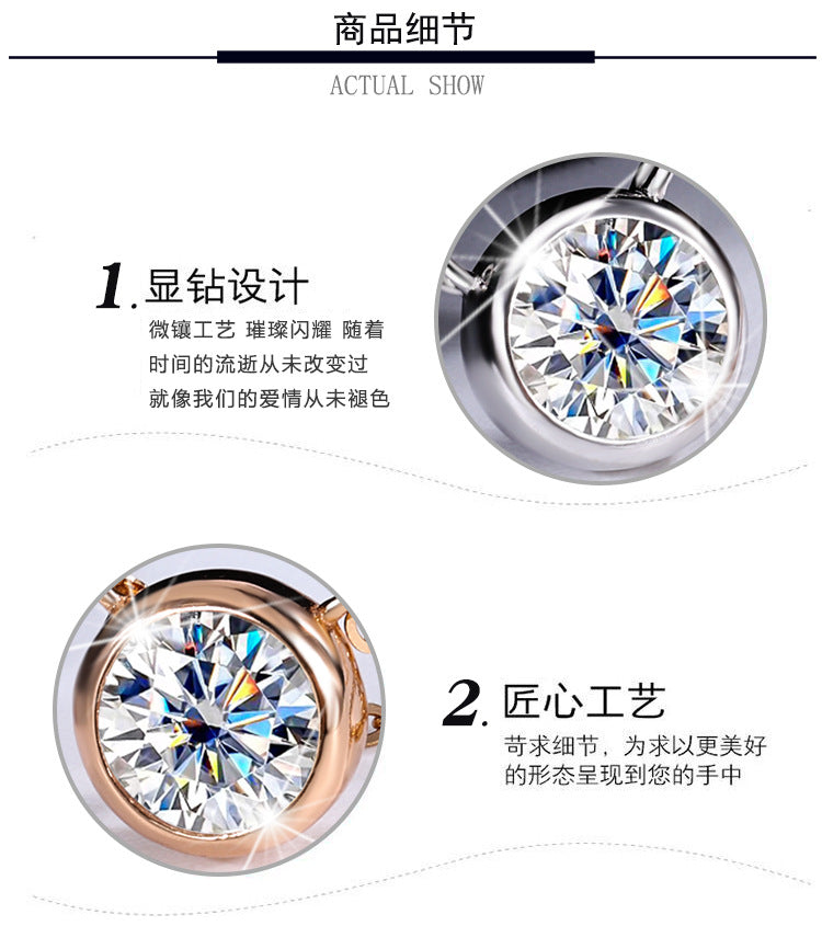S925Pure Silver Bubble Necklace Moissanite Diamond One Carat Pendant Single Diamond Simple Luxury Versatile Collarbone Chain Wholesale
