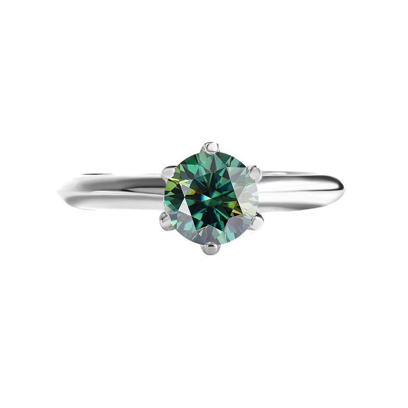 S925Sterling Silver Ring T Six-Prong Moissanite Ring for Women Classic Six-Prong Crown Proposal Ring Wholesale