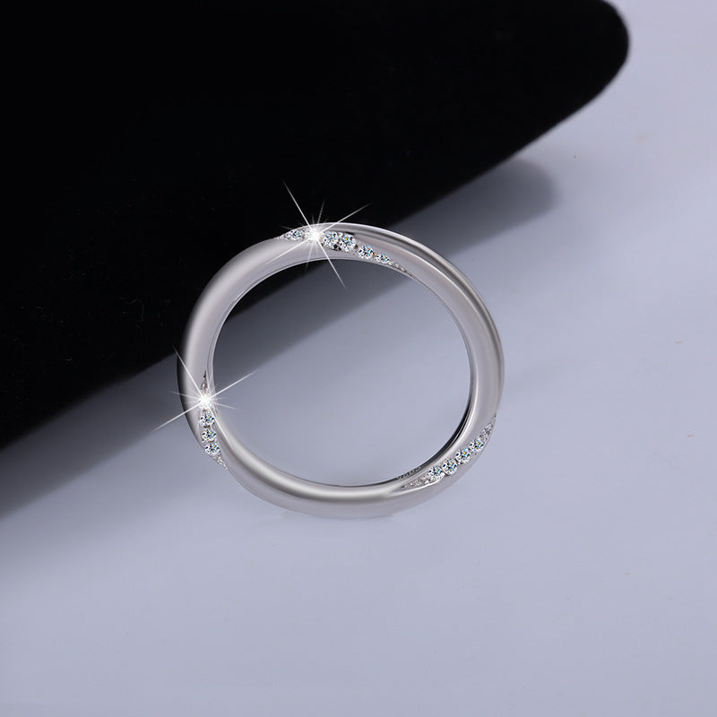 S925Sterling Silver Moissanite Mobius Ring Simple Full Diamond Women's Ring Fashion High-end Ring Factory Wholesale