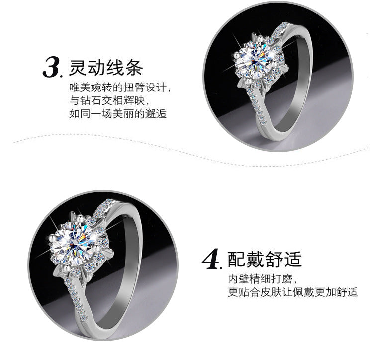 Hot Sale S925Sterling Silver Ring for Women with Moissanite Star Weave Twist Armband, High-end Moissanite Diamond Women's Ring, Factory Wholesale