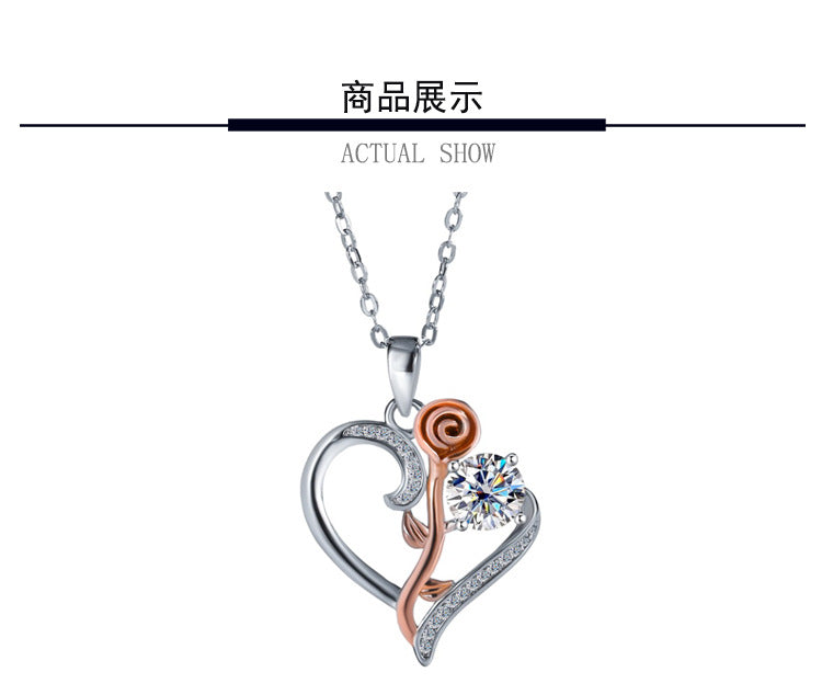 Exclusive for cross-border S925Sterling Silver Only Love You Necklace for Women Moissanite Diamond Pendant Qixi Valentine's Day Collarbone Chain