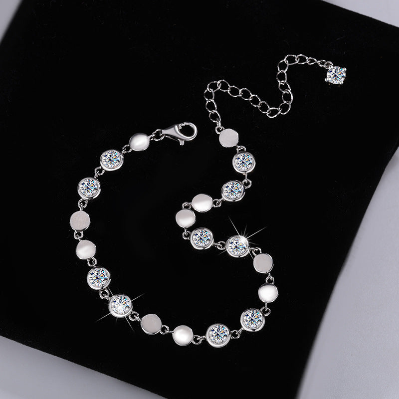 Cross-Border S925Pure Silver Sparkling Moissanite Bracelet High Fashion Exquisite Moissanite Jewelry Factory Wholesale