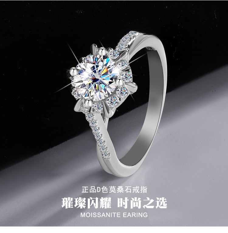Hot Sale S925Sterling Silver Ring for Women with Moissanite Star Weave Twist Armband, High-end Moissanite Diamond Women's Ring, Factory Wholesale