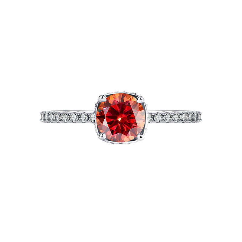 s925Sterling Silver Sunset Color Moissanite Ring for Women, TikTok Popular Fashion Wedding Ring, Live Wholesale
