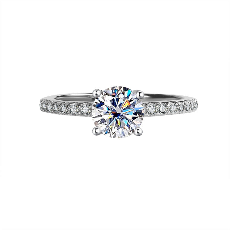 Exclusive for cross-border S925Silver Simple Four-Prong Moissanite High-End Fashion Birthday Gift Wedding Ring Factory Wholesale