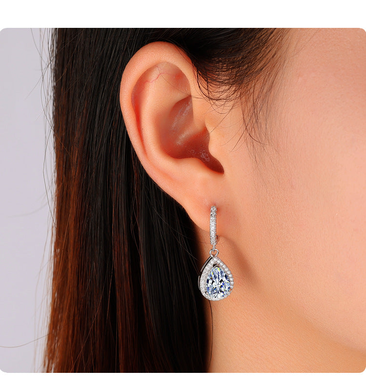 Cross-border wholesale Moissanite Earrings S925Sterling Silver Earrings Classic Premium Water Drop Pear Shape Earrings Moissanite Stud Earrings
