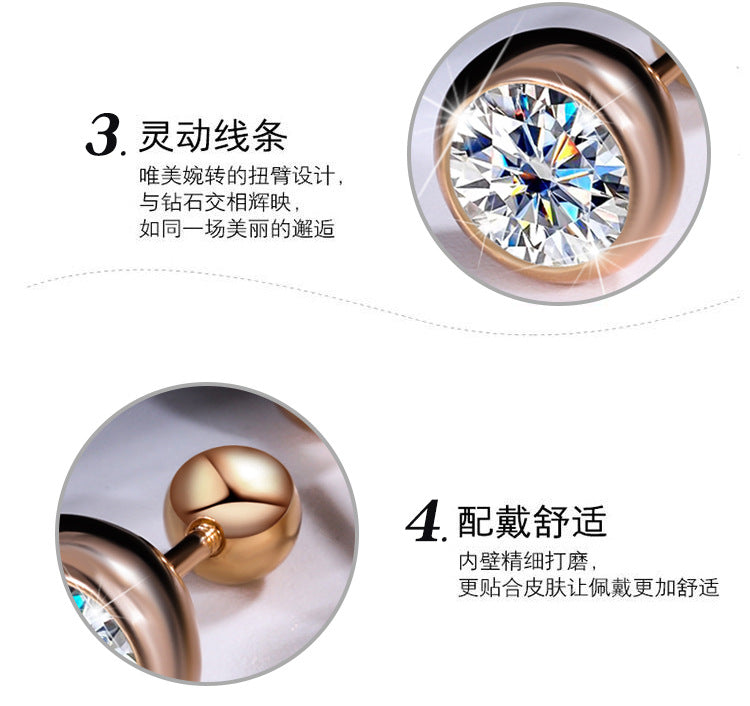 925Silver Moissanite Diamond Bubble Earrings for Women, Exquisite Super Sparkling Rose Gold Earrings, Elegant Fashionable High-end Earrings