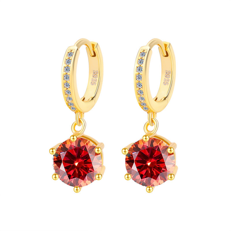 Exclusive for cross-border S925Silver Moissanite Classic Six-Prong Earrings Moissanite Diamond Earrings for Women Fashion Versatile Ear Clips Wholesale