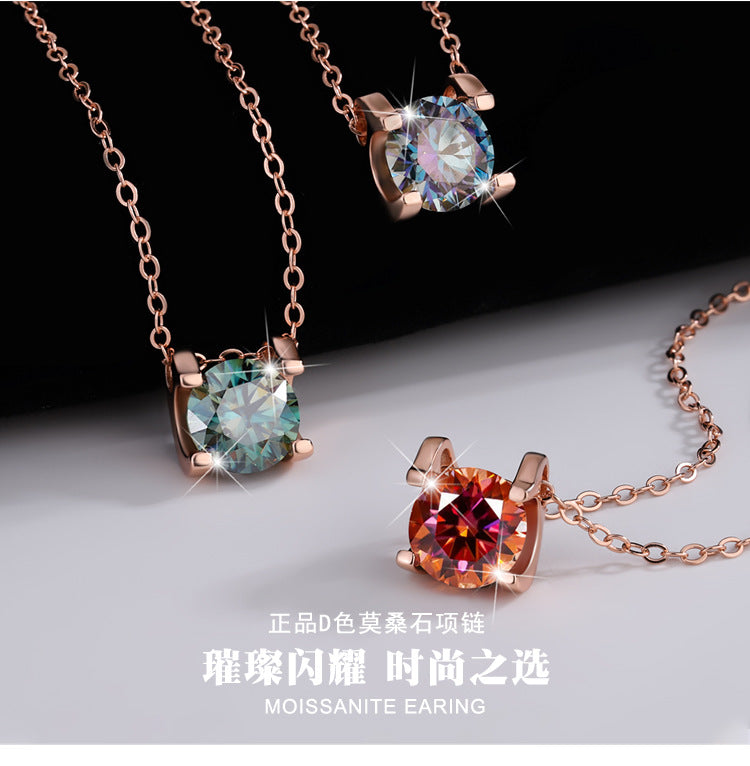 s925Sterling Silver Colorful Moissanite Diamond Bull Head Necklace for Women Classic Pendant Women's Fashion Hot Sale Clavicle Chain Wholesale