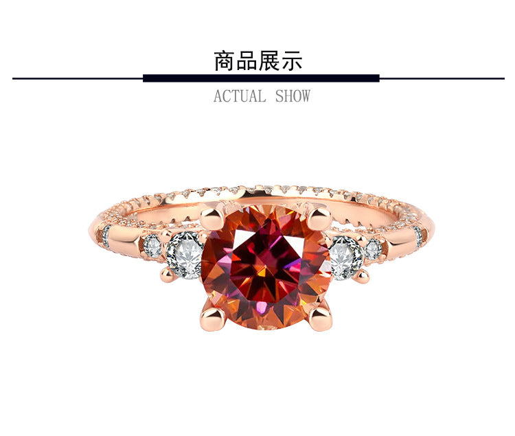 Popular S925Sterling Silver Sparkling Moissanite Diamond Ring Two Carat Birthday Gift Proposal Ring Live Streaming Source Dropshipping