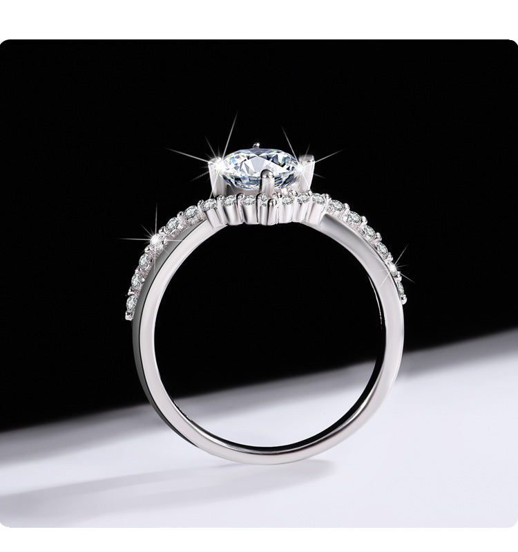 Cross-border hot selling S925Sterling Silver Moissanite Couple Rings Adjustable Open Proposal Wedding Rings Factory Wholesale