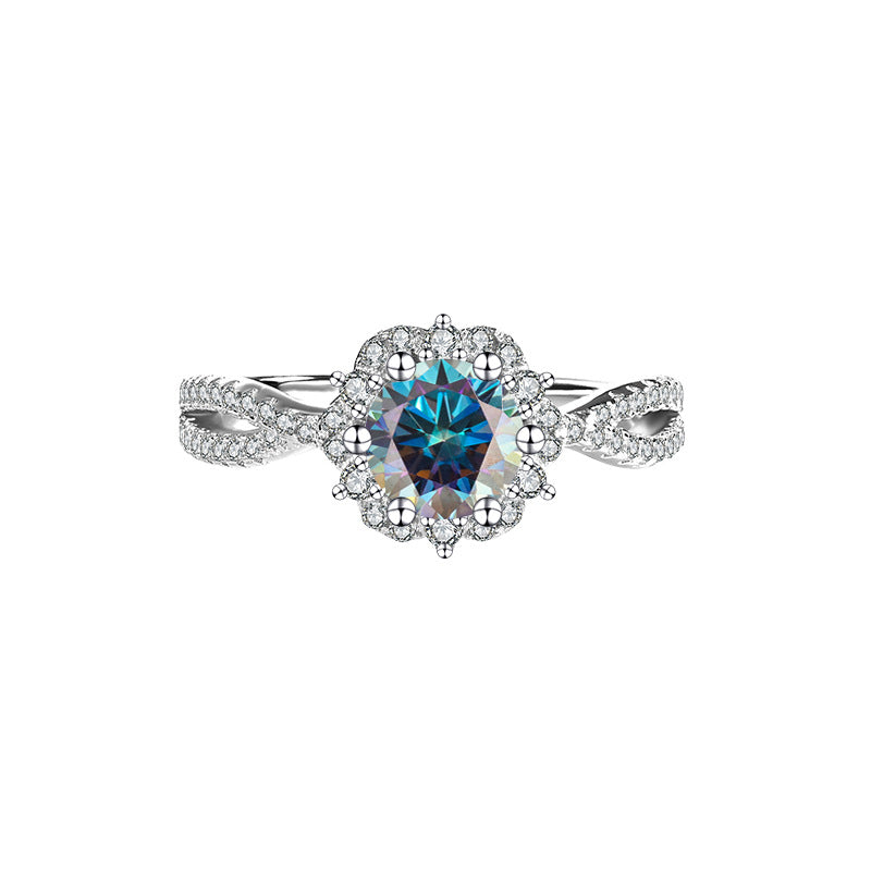 Cross-Border S925Sterling Silver Princess Elsa One Carat D Moissanite Diamond Ring for Women, Internet Celebrity Versatile Jewelry Wholesale