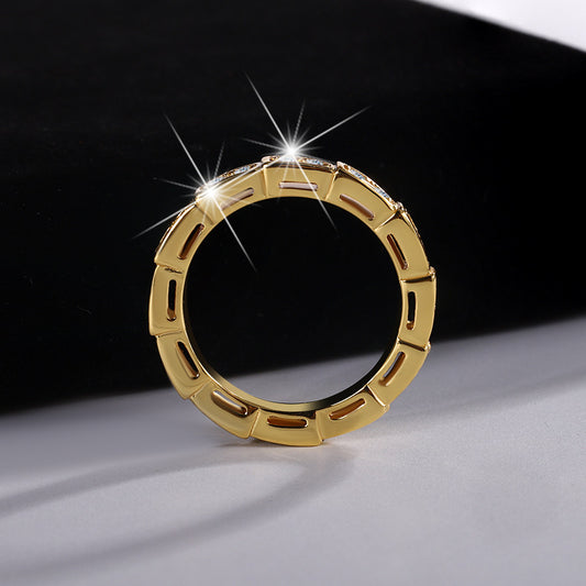 Cross-Border S925Pure Silver Korean Style Snake Ring High Micro Inlaid Full Diamond Fashion Versatile Unisex Ring Factory Wholesale