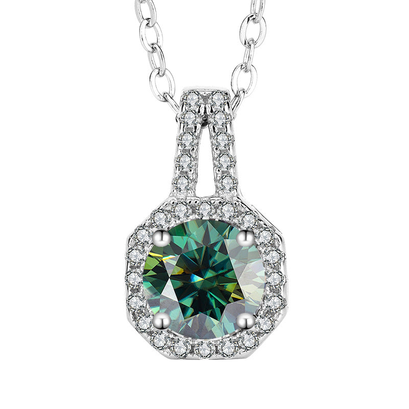 s925Sterling Silver1Clamoissanite Pendant Necklace Silver Pendant Women's Style T Home Square Diamond Pendant Jewelry Live Wholesale