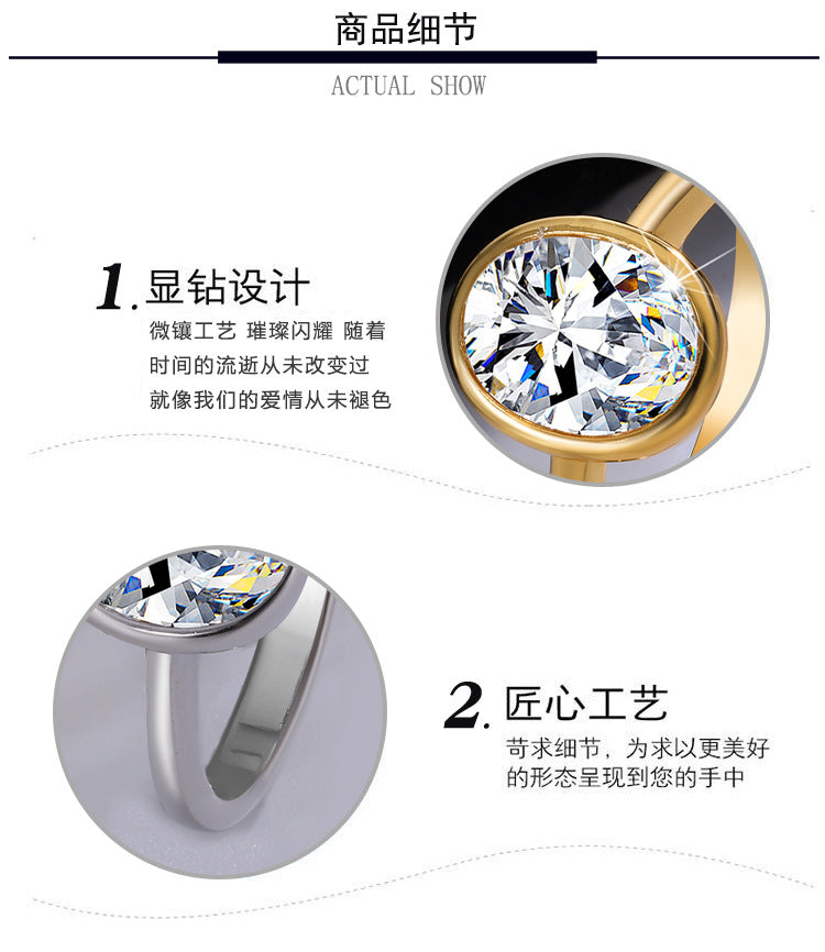 Europe and America S925Silver plating18k Gold Classic Oval2Carat Egg Shape Moissanite Simple High-end Women's Ring Wholesale