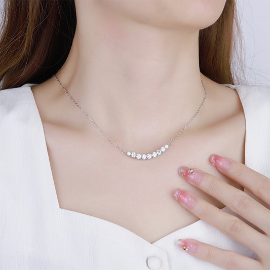 S925Silver Platinum Plated Moissanite Jewelry Pendant for Women Simple Smile Necklace2.4Clamoissanite Rainbow