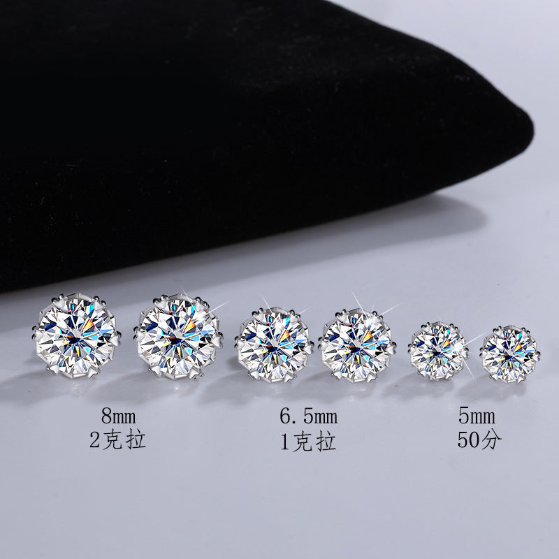 Cross-border hot selling S925Silver Genuine Moissanite Snowflake Earrings Elegant Simple Moissanite Ear Jewelry Factory Wholesale