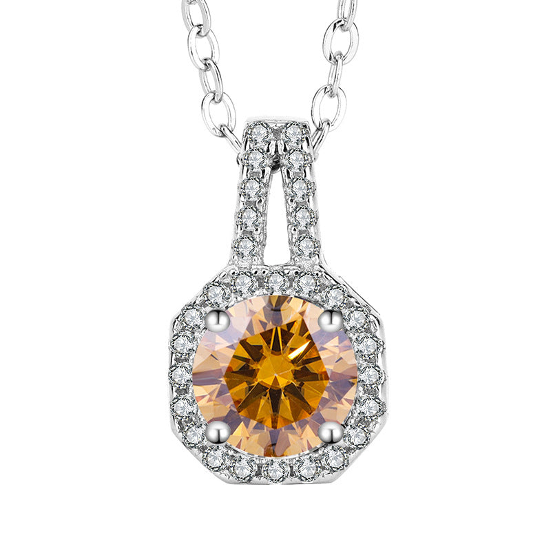 s925Sterling Silver1Clamoissanite Pendant Necklace Silver Pendant Women's Style T Home Square Diamond Pendant Jewelry Live Wholesale