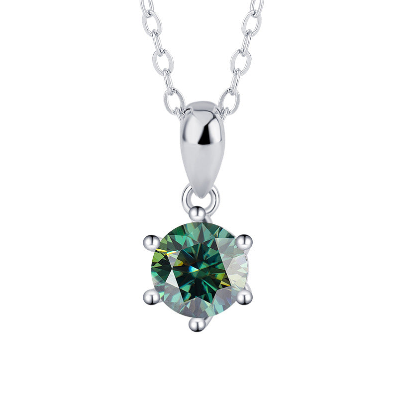 s925Sterling Silver Classic Six-Claw Pendant Moissanite Necklace for Women Classic Fashion Collarbone Chain Jewelry Direct Wholesale