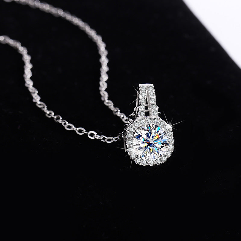 s925Sterling Silver1Clamoissanite Pendant Necklace Silver Pendant Women's Style T Home Square Diamond Pendant Jewelry Live Wholesale