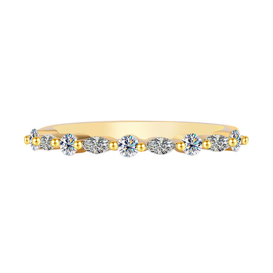 S925Sterling Silver Marquise Moissanite Ring for Women, European and American Trendy Stackable Ring, Double Layer Wearable Women's Ring, Factory Wholesale