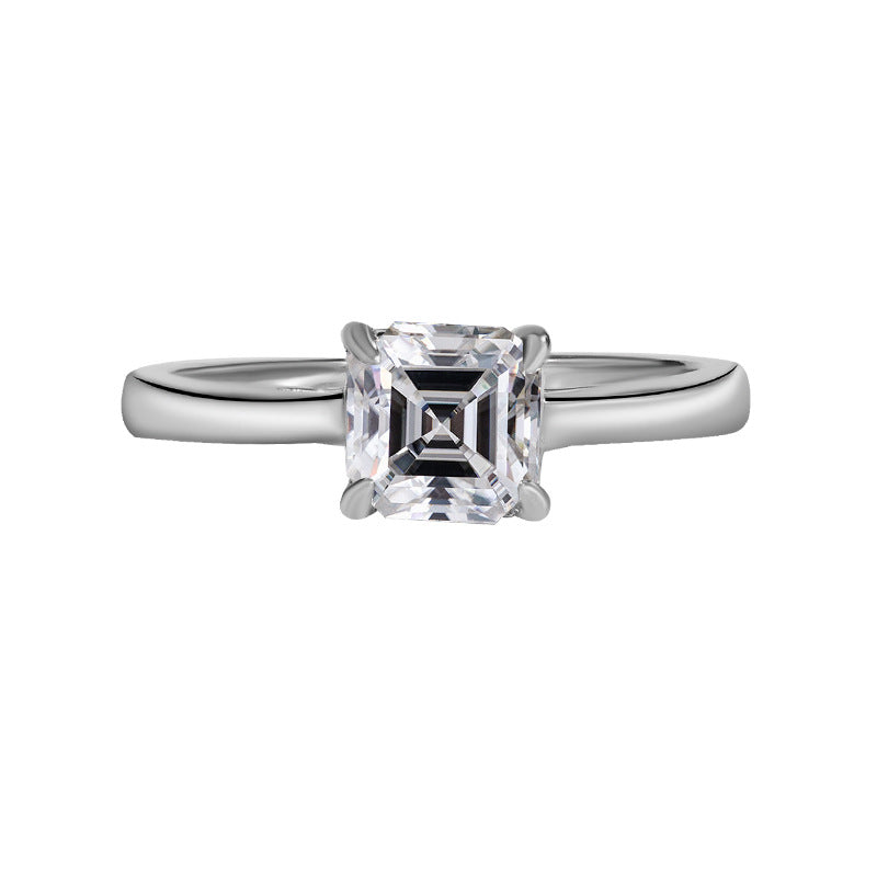 Hot Sale s925Pure Silver Ring Moissanite Ring D Color1Carat Ass Cut Moissanite Ring Jewelry Wholesale