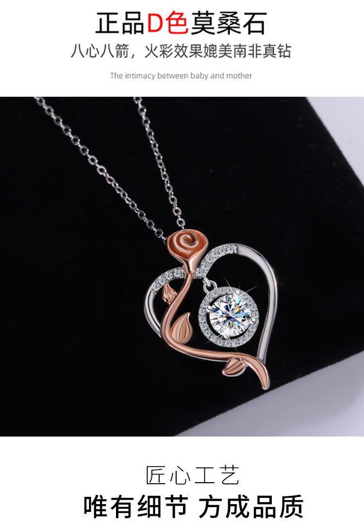 Cross-Border Europe and America S925Sterling Silver Beating Heart Clavicle Chain Necklace for Women Simple High-end Pendant Jewelry Wholesale Accessories