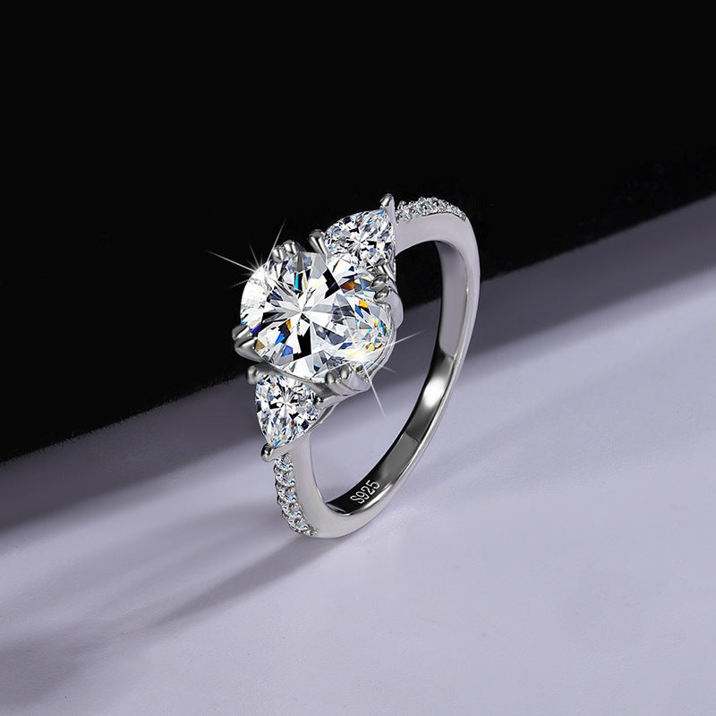 Amazon eBay Cross-Border Delivery925Sterling Silver2Carat Egg-Shaped Women's Moissanite Closed Ring Factory Direct Sale