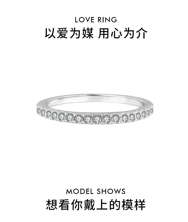 S925Sterling Silver One Row Moissanite Ring for Women, Simple Stackable Tail Ring, Couple Rings Wholesale Direct Sale
