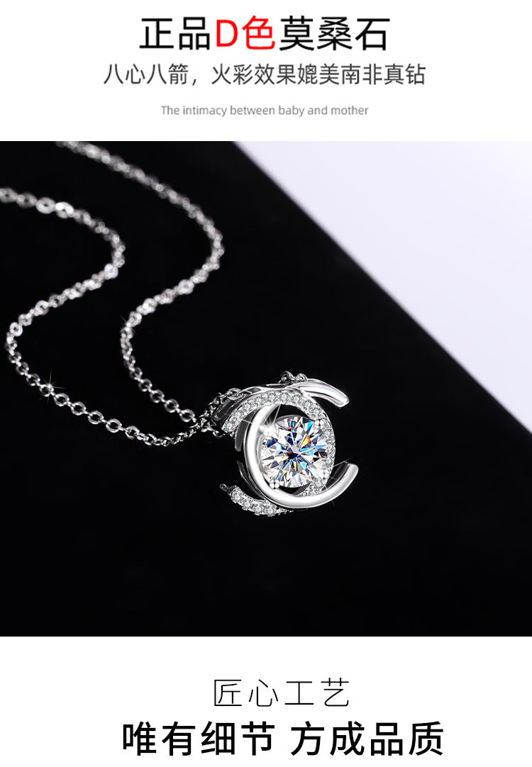 Cross-Border Europe and America S925Sterling Silver Beating Heart Clavicle Chain Necklace for Women Simple High-end Pendant Jewelry Wholesale Accessories