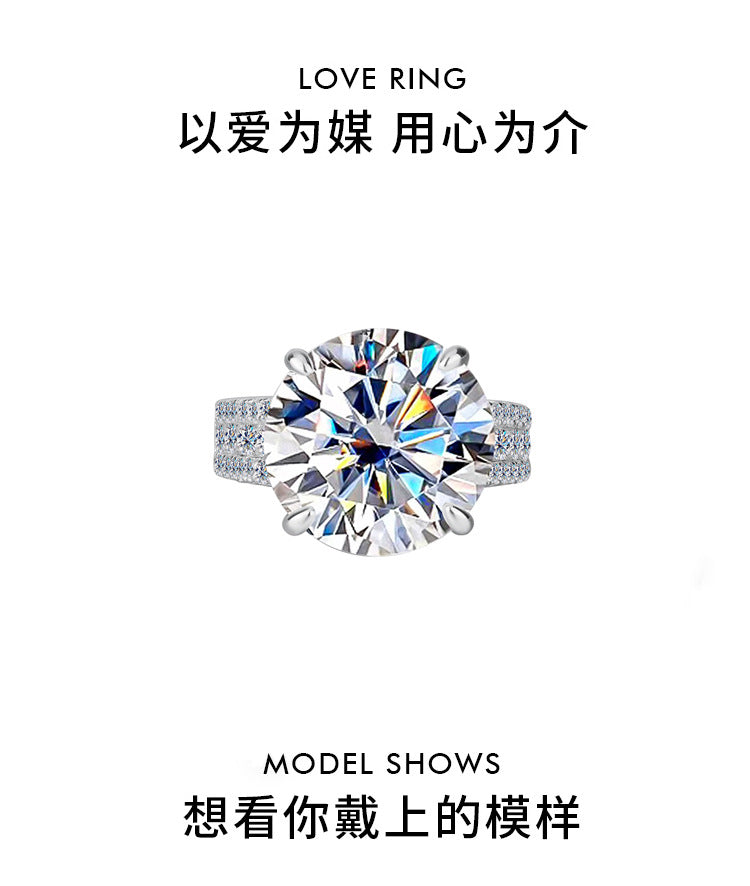 Cross-Border S925Sterling Silver Bow Pigeon Egg10Clamoissanite Ring Luxury Super Flash Women's Ring Factory Wholesale