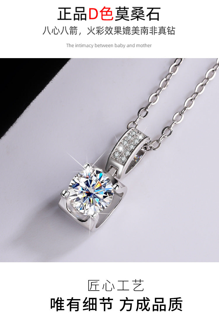 s925Sterling Silver Platinum Plated Micro Inlaid Bull Head Silver Pendant Moissanite Necklace for Women Classic Fashion Collarbone Chain Wholesale